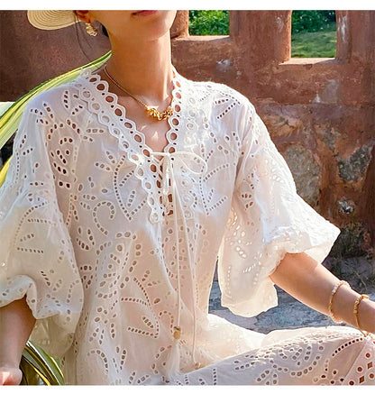 Summer Dresses For Women White Cotton Midi Dress