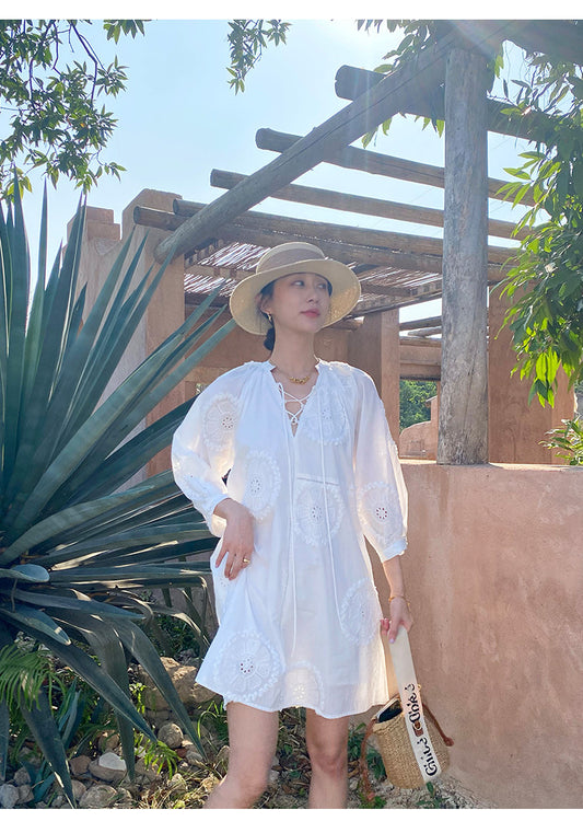 sachin and babi light blue dress Office wear, travel days, casual outings, or semi-formal plans—if you’re  looking for one dress that does it all while staying effortless and breezy  all day, these embroidered pieces from Saffron main image 1
