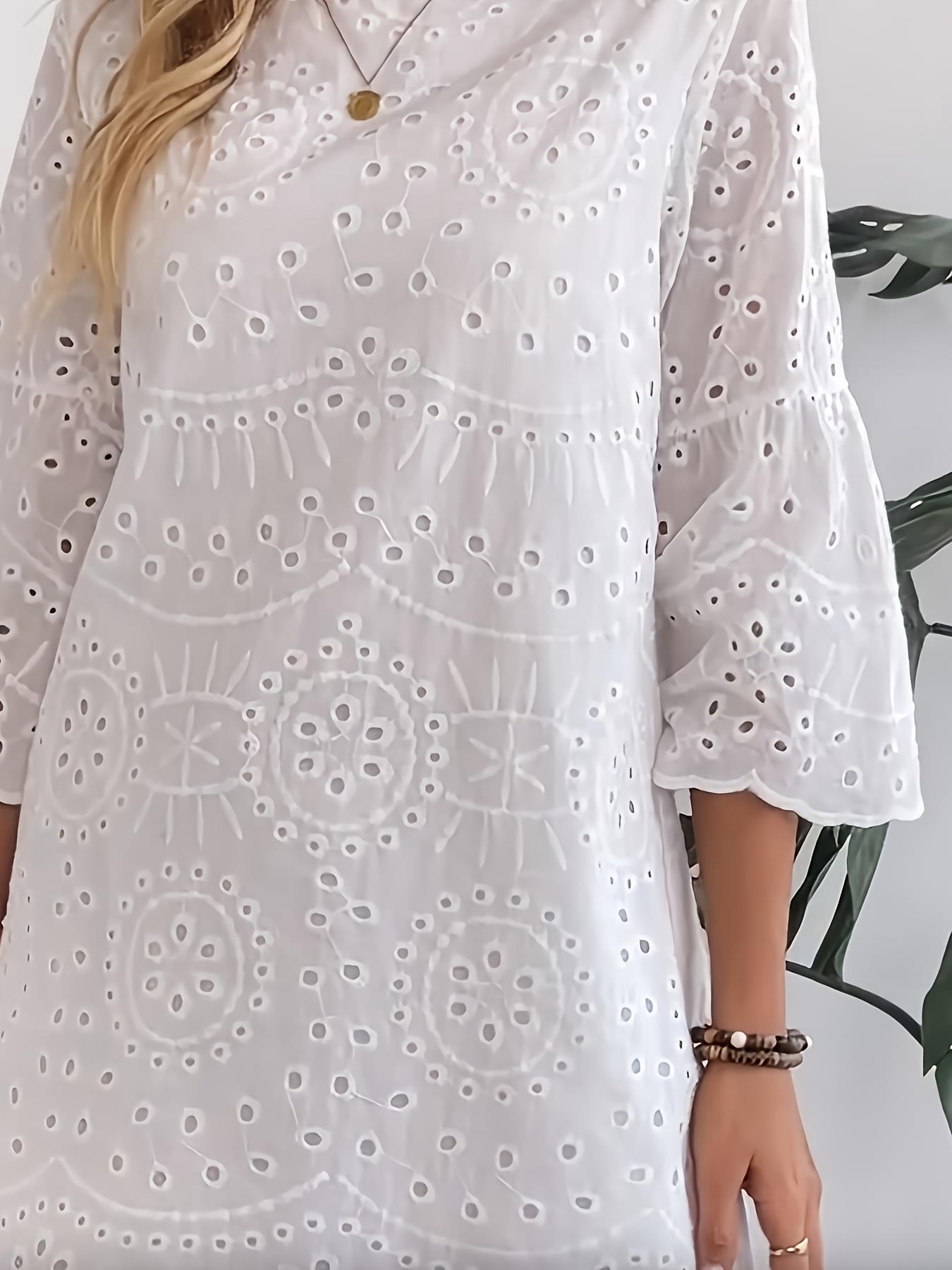 Summer Dresses For Women White Eyelet Mini Dress