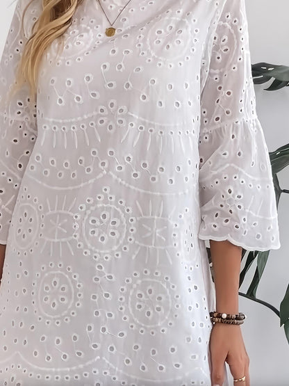 Summer Dresses For Women White Eyelet Mini Dress