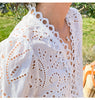 Summer Tops Women White Eyelet Lace Blouse