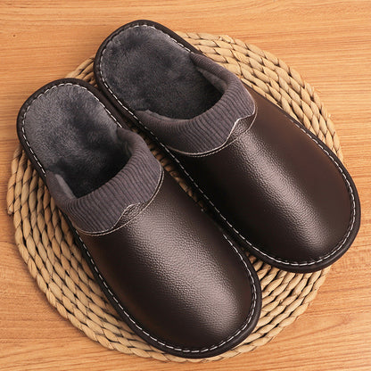 Women's Leather House Shoes with Plush Lining