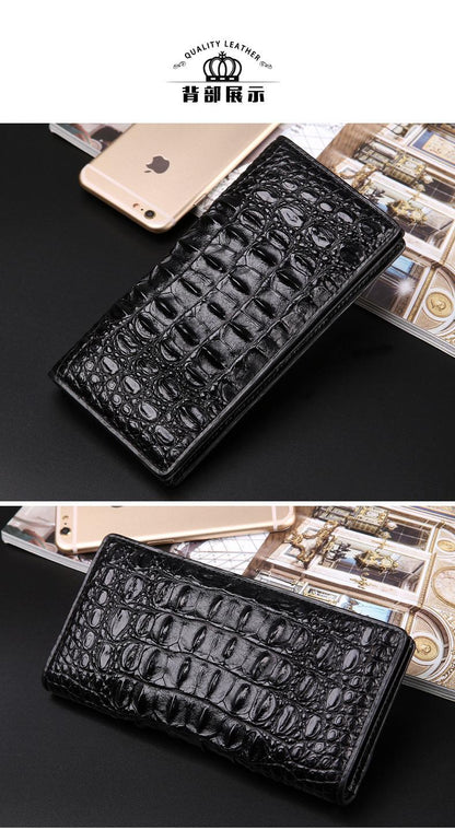Men’s Genuine Crocodile Long Leather Wallet