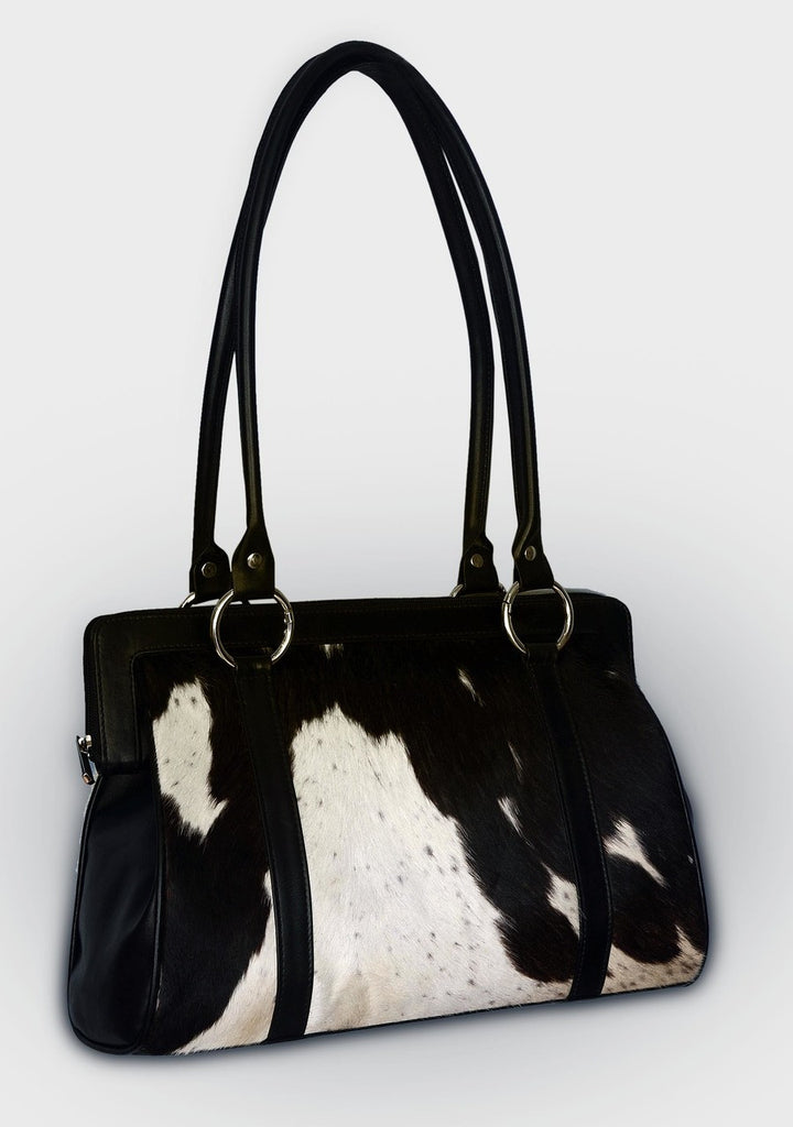 Black and White Hair On Cowhide Shoulder Bag