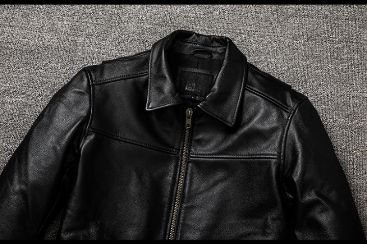 Men’s Genuine Calfskin Black Leather Jacket
