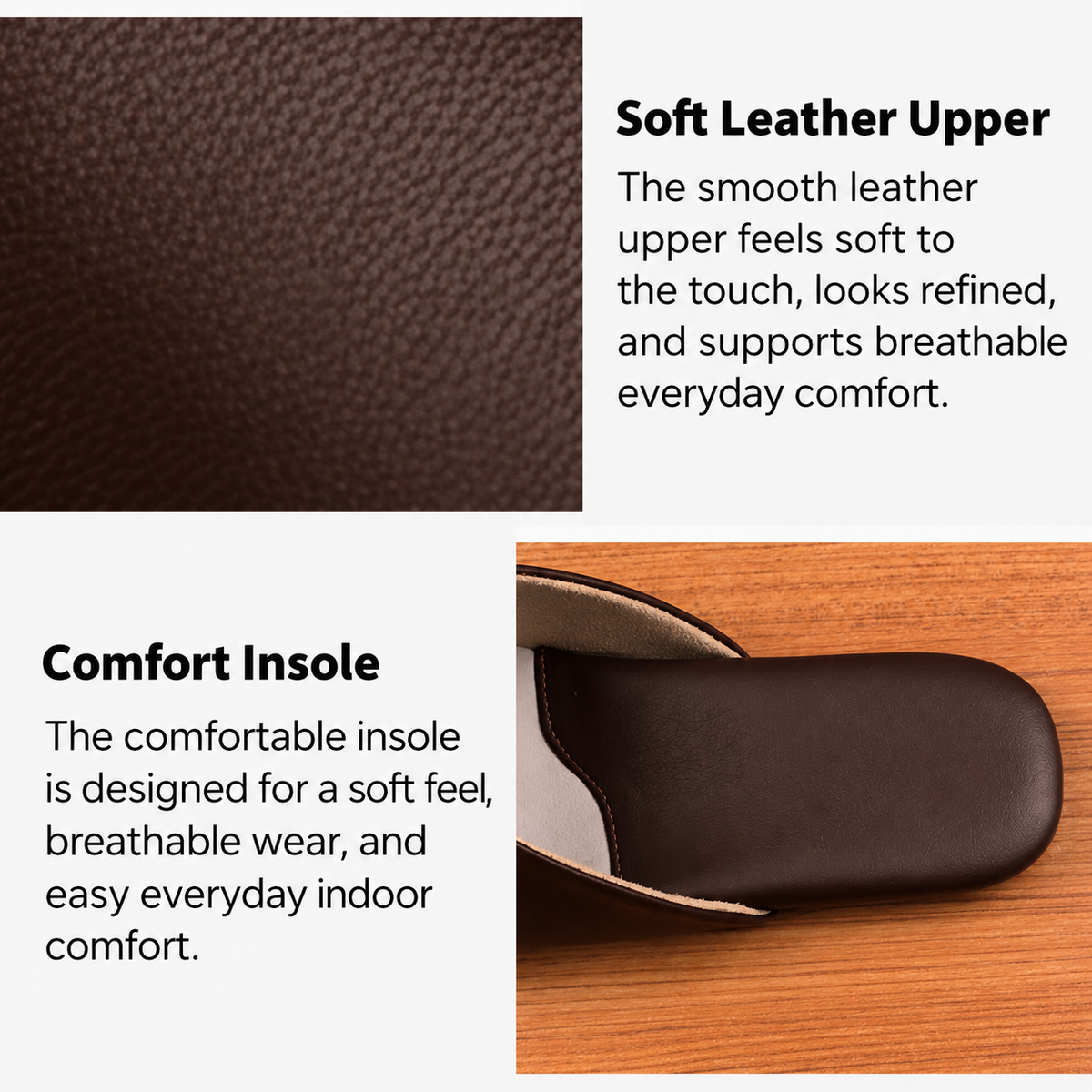 Mule Slippers for Women with Closed Toe Leather Upper