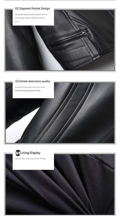 Women Slim Fit Genuine Leather Moto Jacket