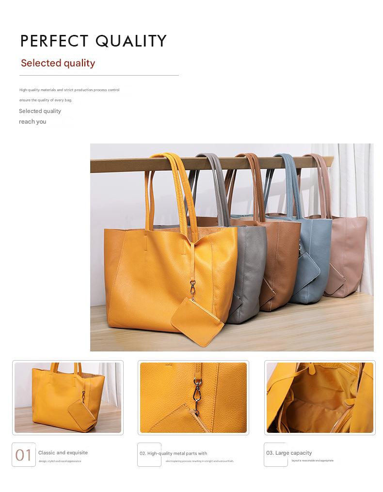 Top grain tumbled cowhide leather tote