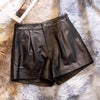 Genuine sheepskin high waisted leather shorts