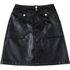 Women High Waist Faux Leather Mini Skirt With Pockets