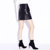 Black High Waist Mini Leather Skirt With Belt Pockets