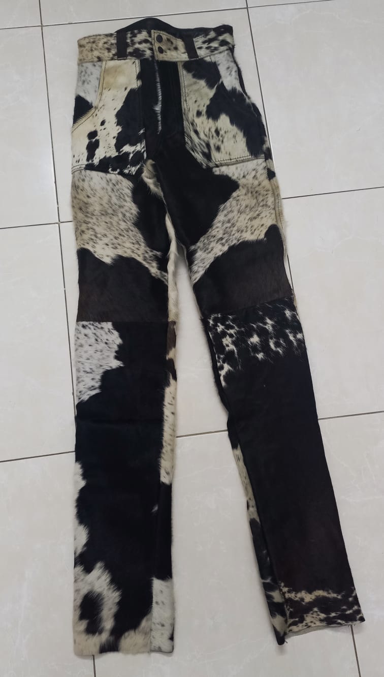 Cowhide hair on cow skin pants western trousers
