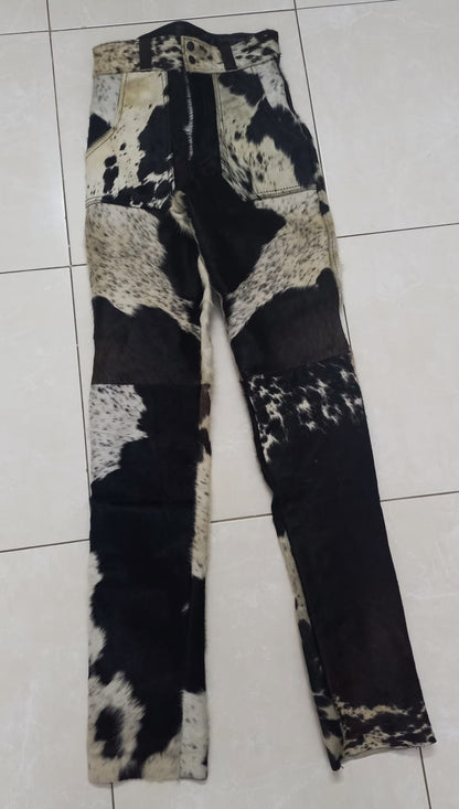 Cowhide hair on cow skin pants western trousers