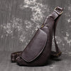 Genuine cowhide leather chest sling crossbody bag for men