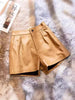 Genuine sheepskin high waisted leather shorts
