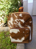 Mini Cowhide Backpack Brown White Leather Purse Bag