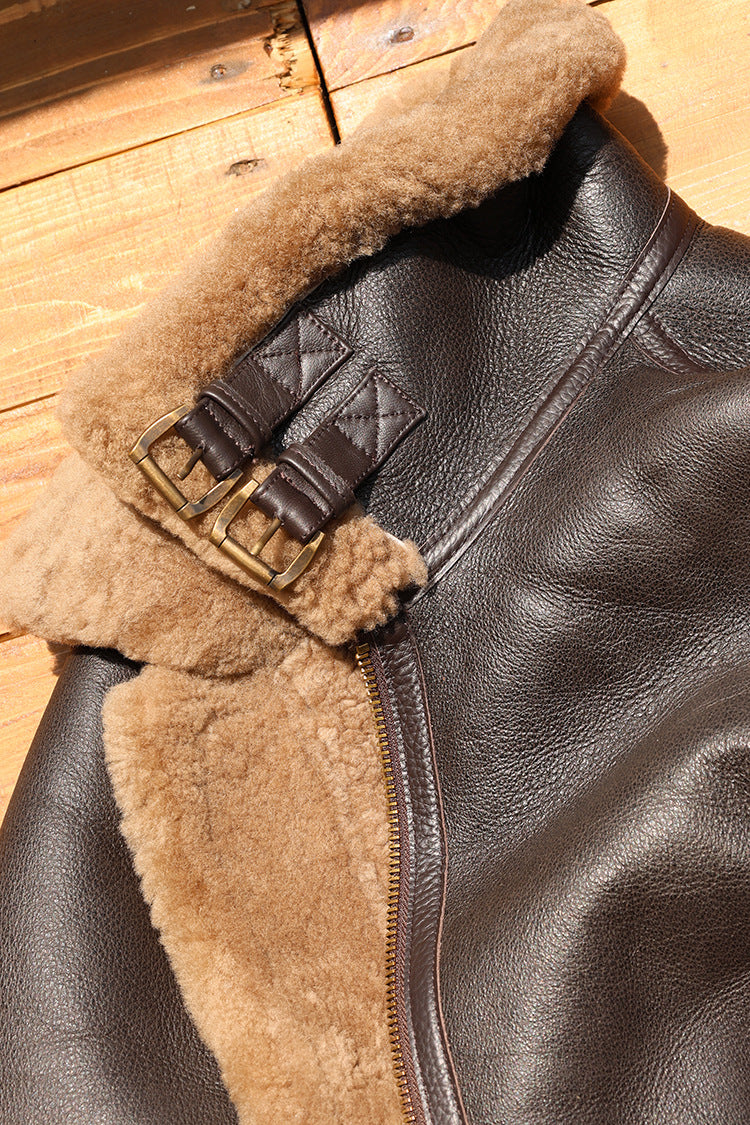 Men b3 shearling leather aviator jacket