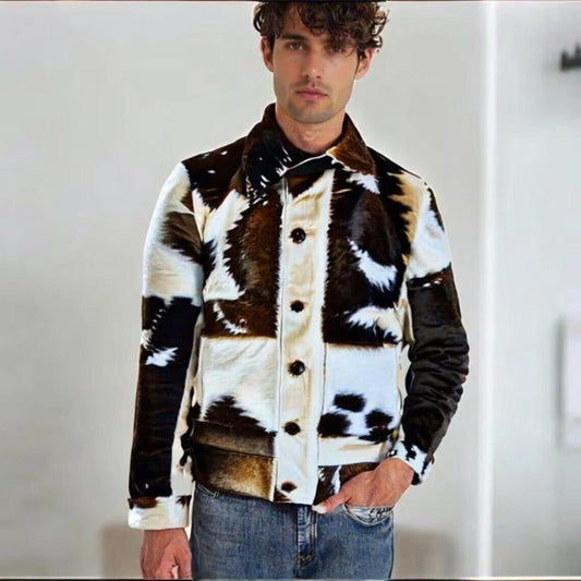 Cowhide Jackets Brown White Hair-On Western Coat