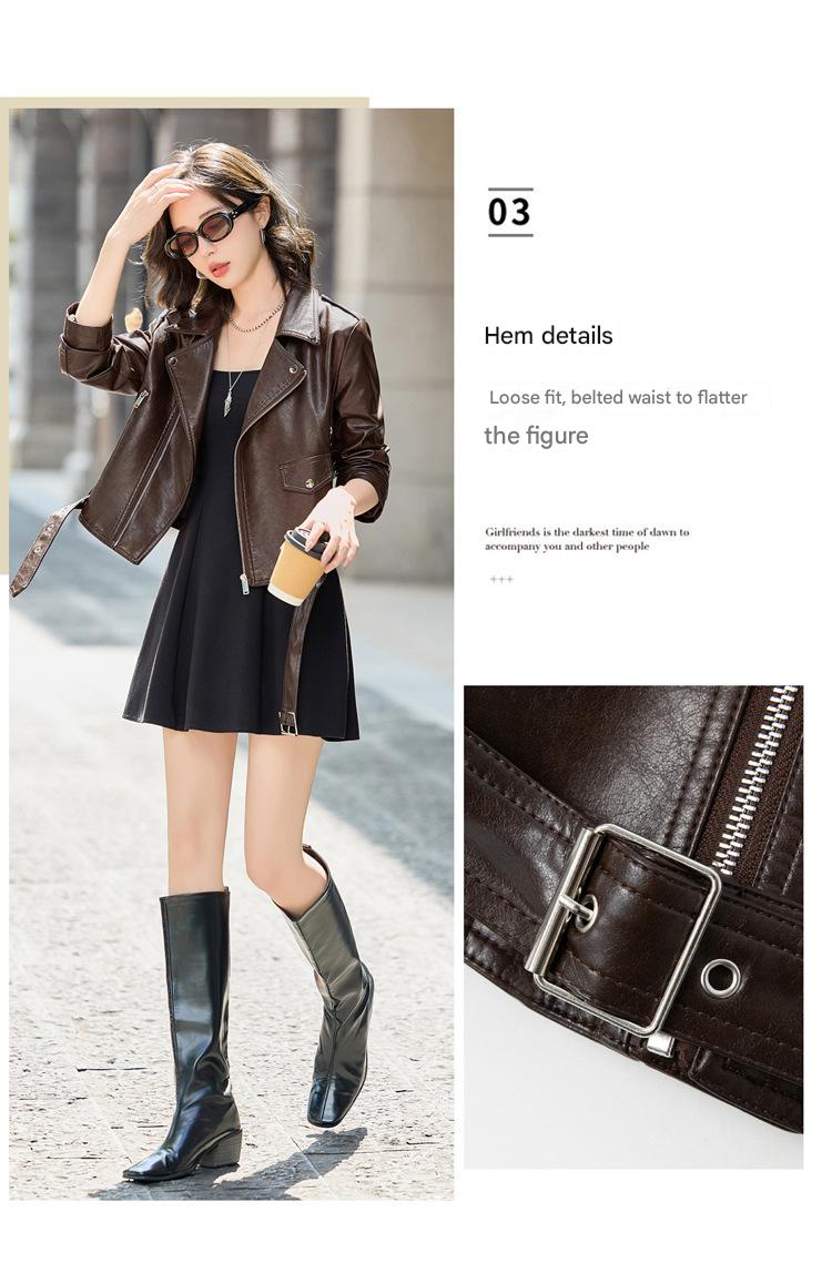 Women’s Genuine Leather Short Moto Jacket