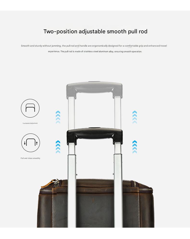 Leather trolley duffle bag for men travel