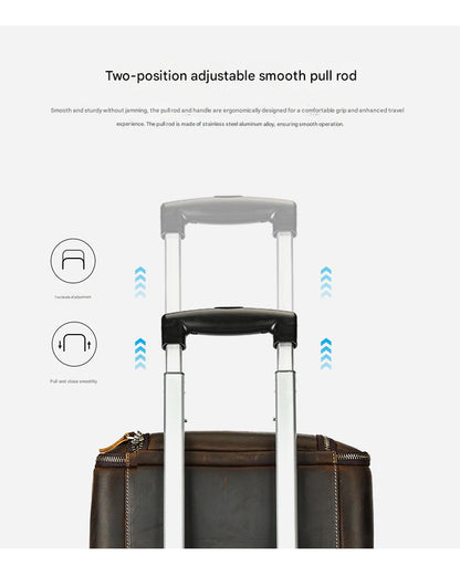 Leather trolley duffle bag for men travel