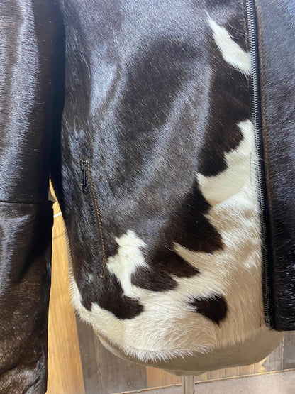 men cowhide jacket brown white hair on cow hide jacket