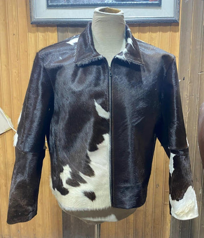 men cowhide jacket brown white hair on cow hide jacket