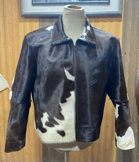 men cowhide jacket brown white hair on cow hide jacket