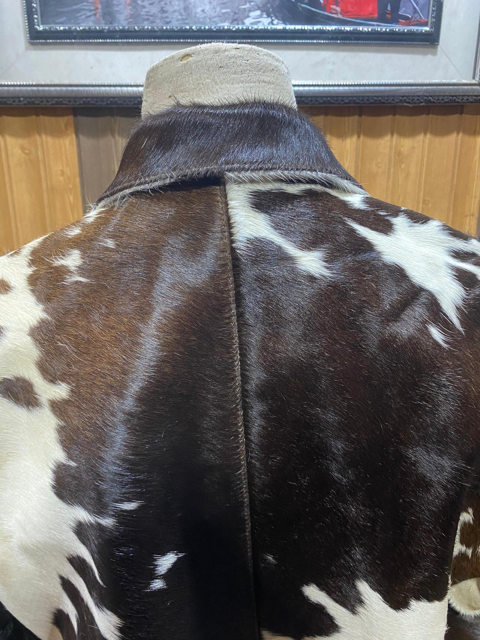 men cowhide jacket brown white hair on cow hide jacket