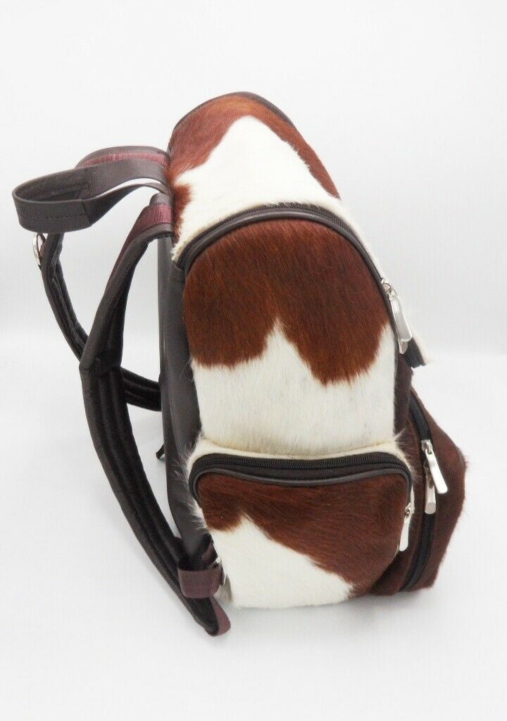 A new cowhide backpack diaper bag features genuine cowhides, high quality zipper.  