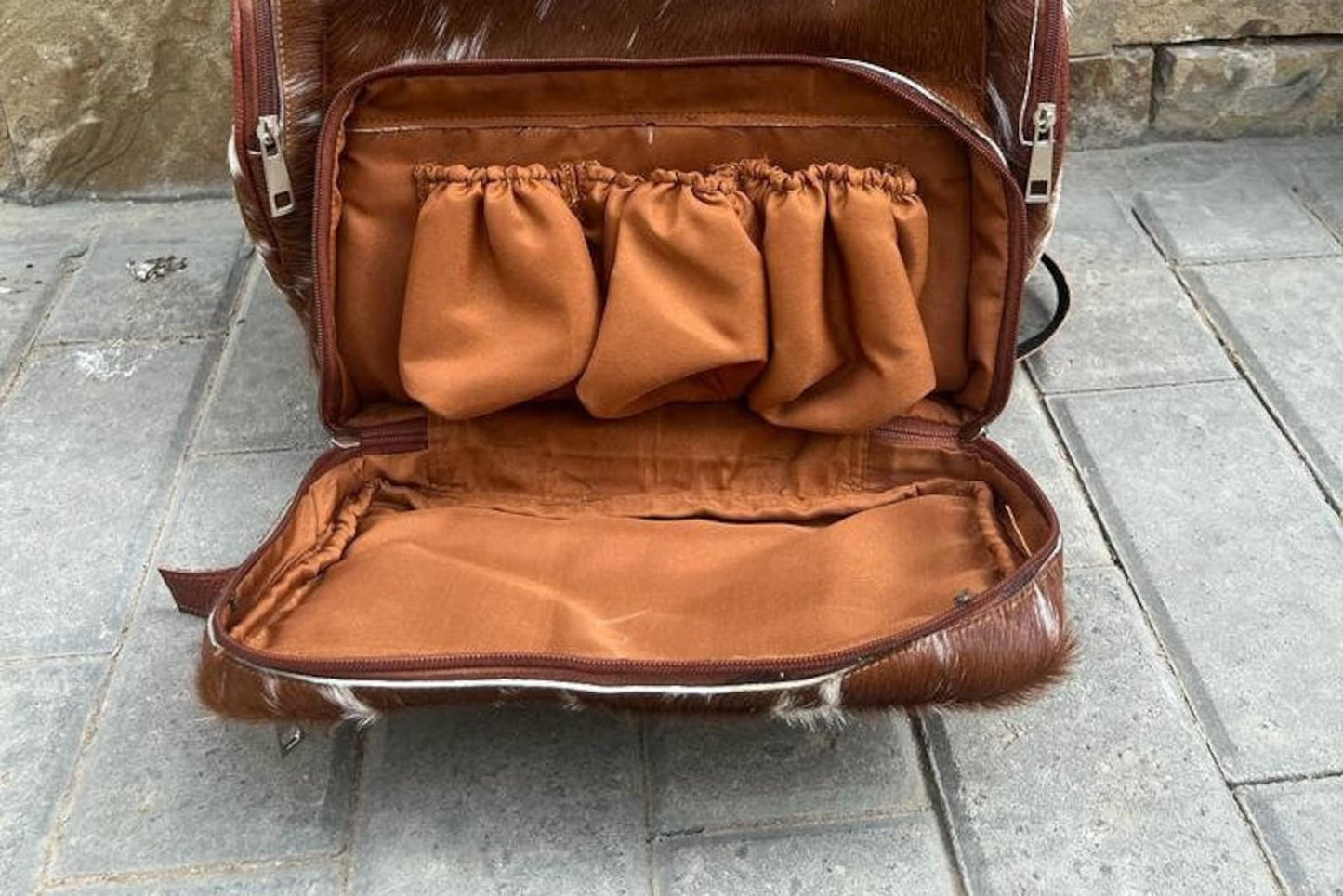 Speckled Cowhide Mommy Backpack Leather Diaper Bag