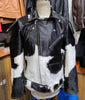 men cowhide jacket black white hair on cow hide jacket
