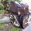 Dark Tricolor Cowhide Backpack Hair On Leather Travel Bag