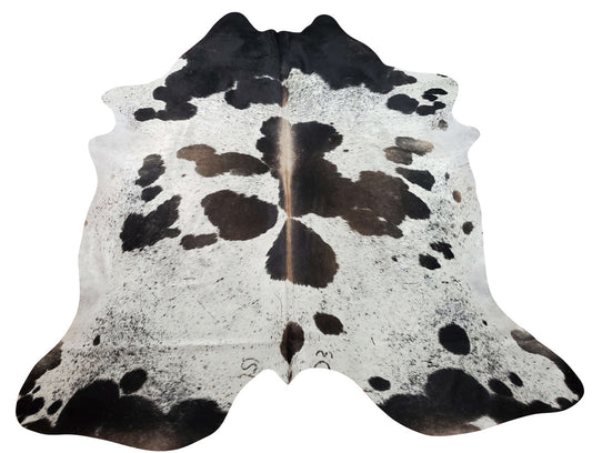 Brazilian Cowhide Rug Grey Black White Spotted 7.5ft x 7ft