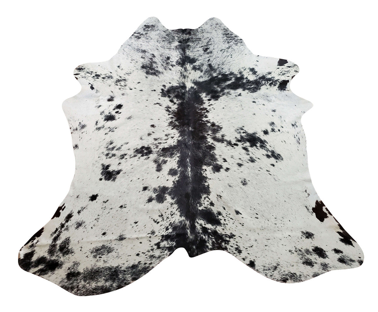 A salt and pepper cowhide rug comprising of exotic black and white, salt and pepper will redefine your space with elegant colors, free shipping Canada