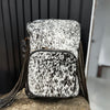 Cowhide Fringe Backpack Black White Leather Travel Bag