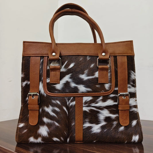 Cowhide leather tote shoulder bag