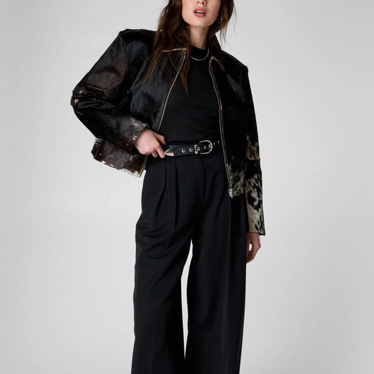 Women Cowhide Jacket Hair On Cowhide Leather