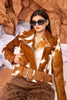 Cowhide Jacket Women Brown White