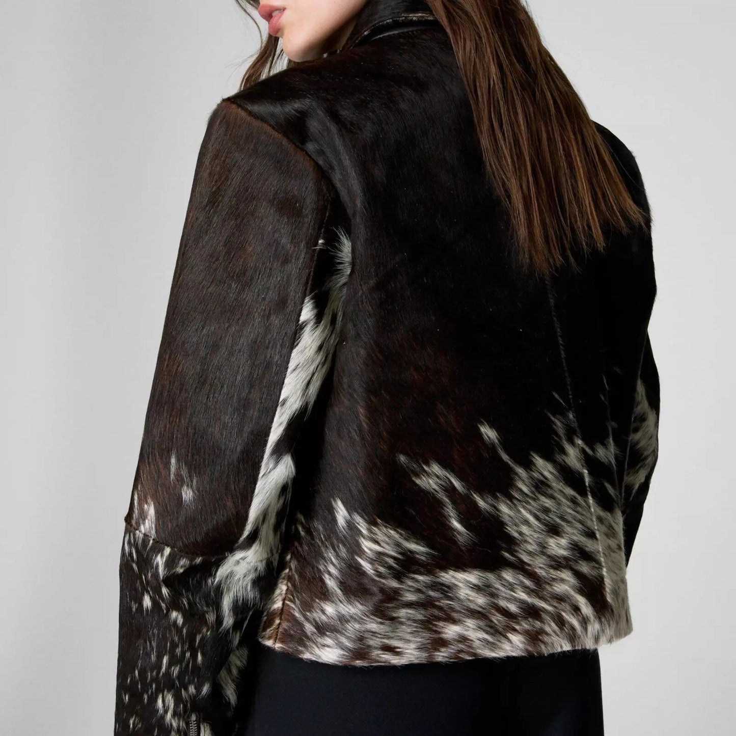 Women Cowhide Jacket Hair On Cowhide Leather