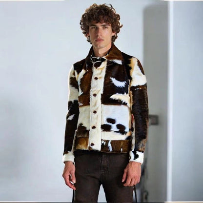 Cowhide Jackets Brown White Hair-On Western Coat