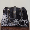 Black white cowhide leather tote bag