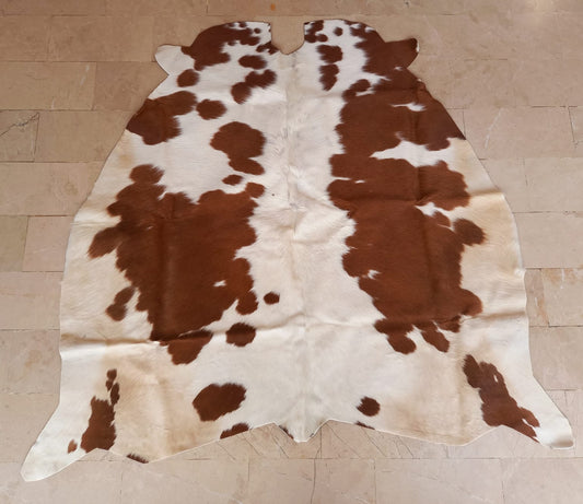 Mini Cow hide Rug Brown White 3.8ft x 4ft