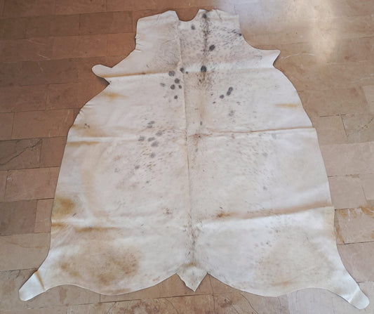 Small Natural Grey White Cowhide Rug 5ft x 5ft