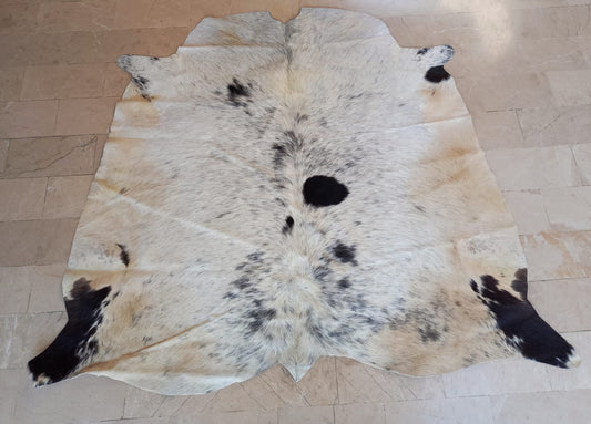 Small Real Natural Cowhide Rug Black White 4.5ft x 5ft