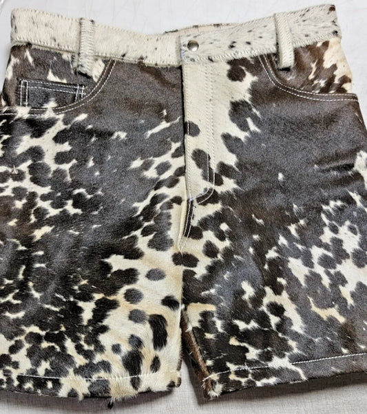 tricolor cow hide shorts