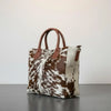 Western cowhide hair on leather tote bag