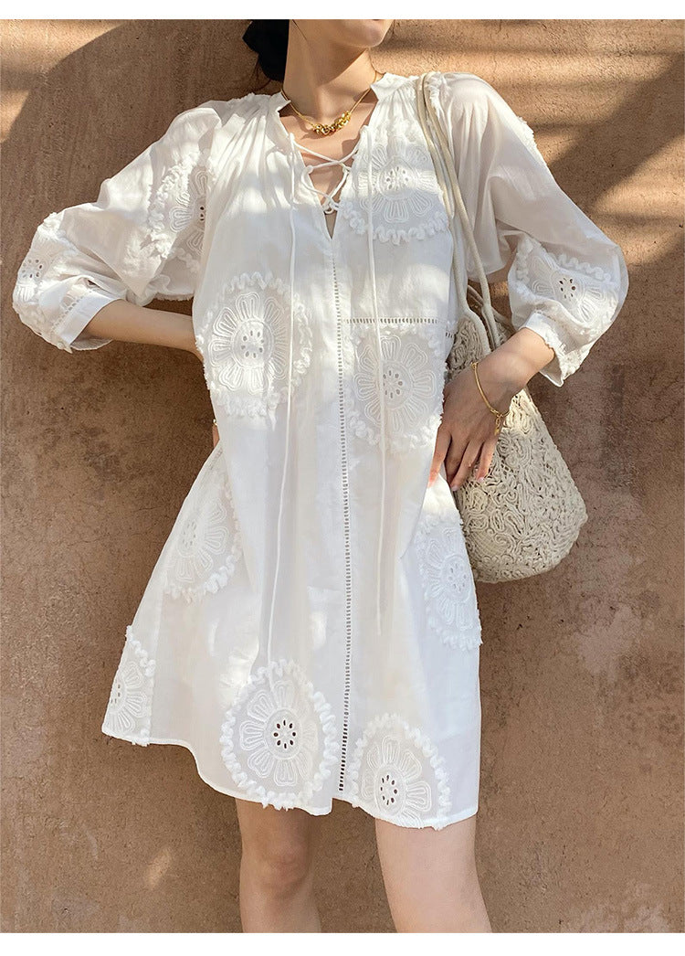 Women Summer Dresses White French Vacation Dress