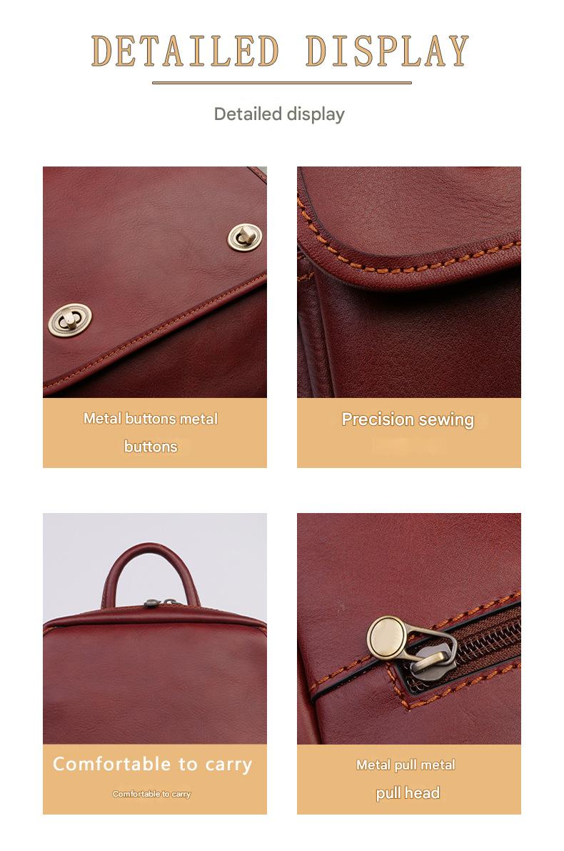 Genuine cowhide leather backpack for women