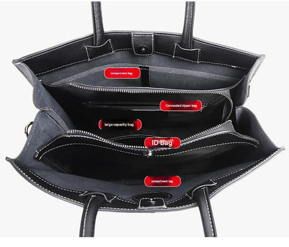 Leather tote bag for women with crossbody strap